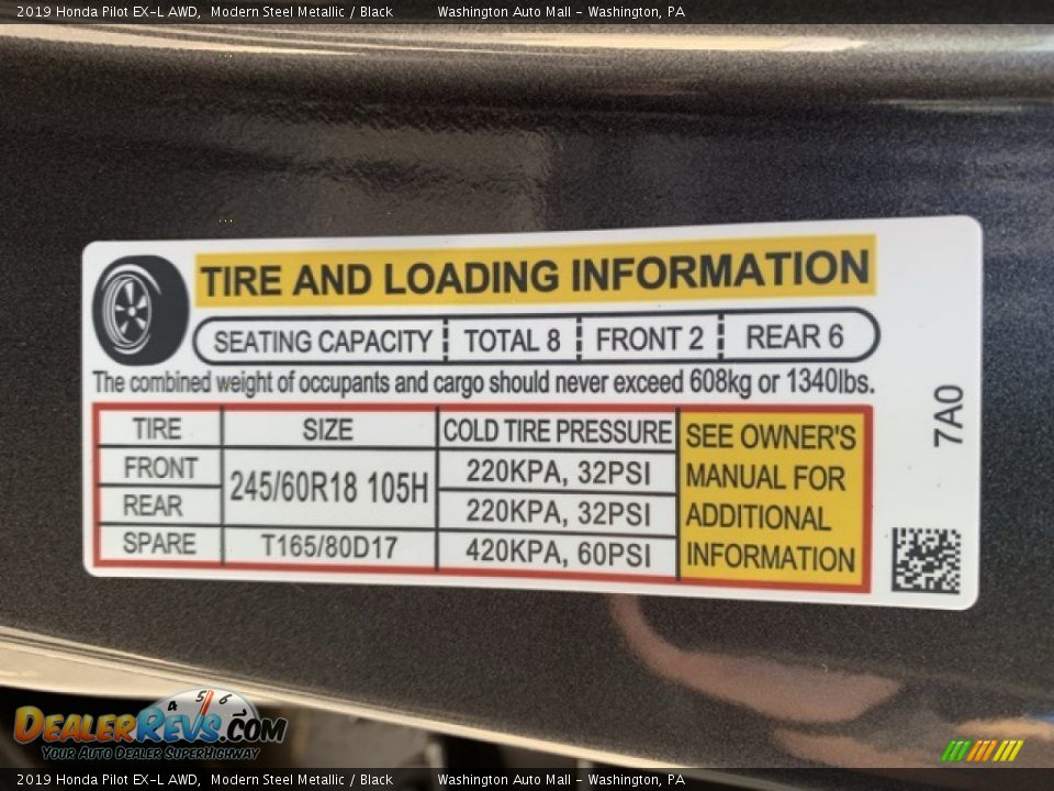 2019 Honda Pilot EX-L AWD Modern Steel Metallic / Black Photo #8