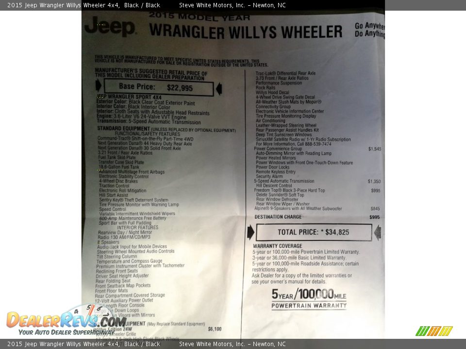 2015 Jeep Wrangler Willys Wheeler 4x4 Black / Black Photo #31