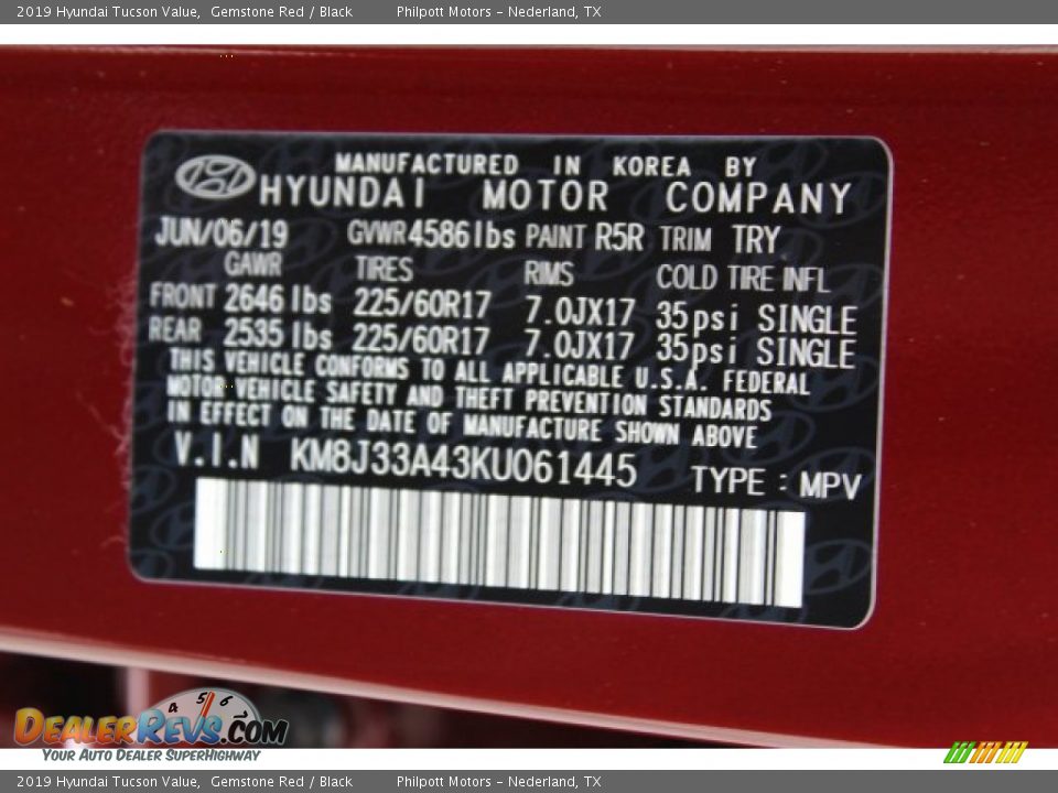 2019 Hyundai Tucson Value Gemstone Red / Black Photo #27