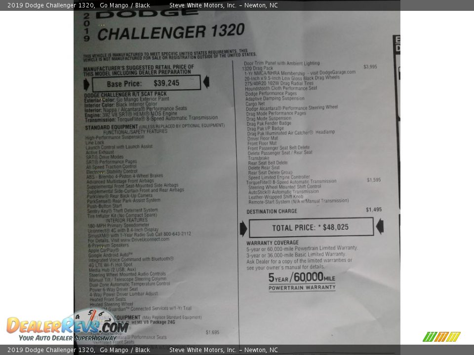 2019 Dodge Challenger 1320 Go Mango / Black Photo #35