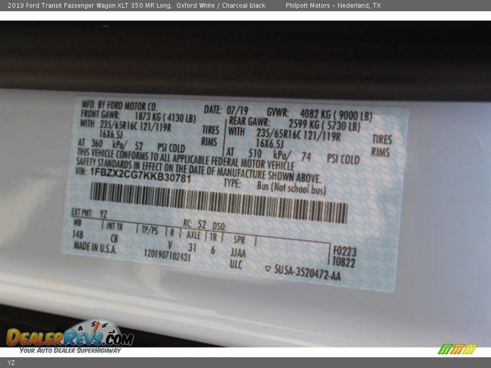 Ford Color Code YZ Oxford White