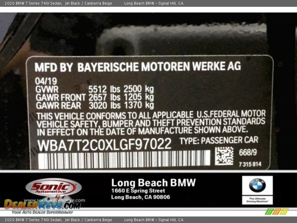 2020 BMW 7 Series 740i Sedan Jet Black / Canberra Beige Photo #11