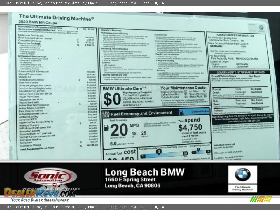 2020 BMW M4 Coupe Melbourne Red Metallic / Black Photo #10