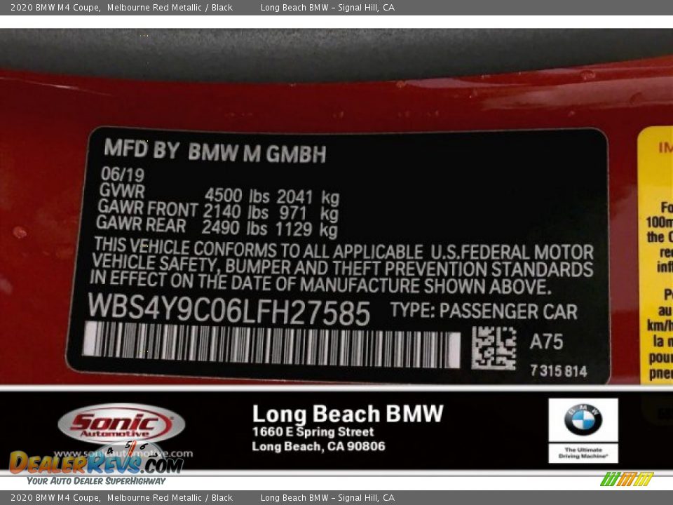 2020 BMW M4 Coupe Melbourne Red Metallic / Black Photo #11