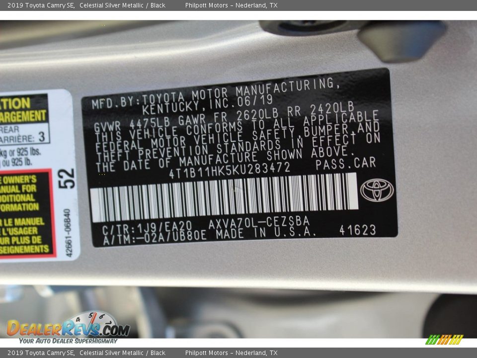 2019 Toyota Camry SE Celestial Silver Metallic / Black Photo #26