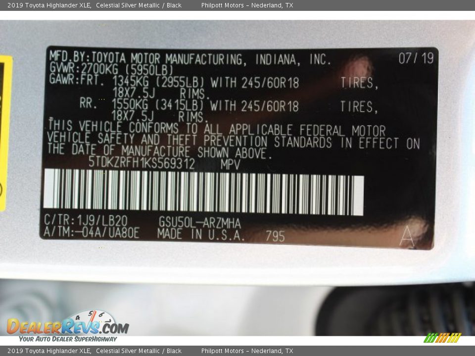 2019 Toyota Highlander XLE Celestial Silver Metallic / Black Photo #28