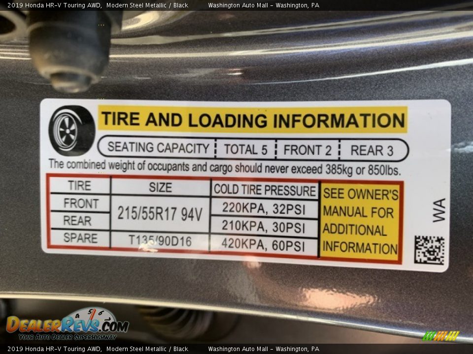 2019 Honda HR-V Touring AWD Modern Steel Metallic / Black Photo #8
