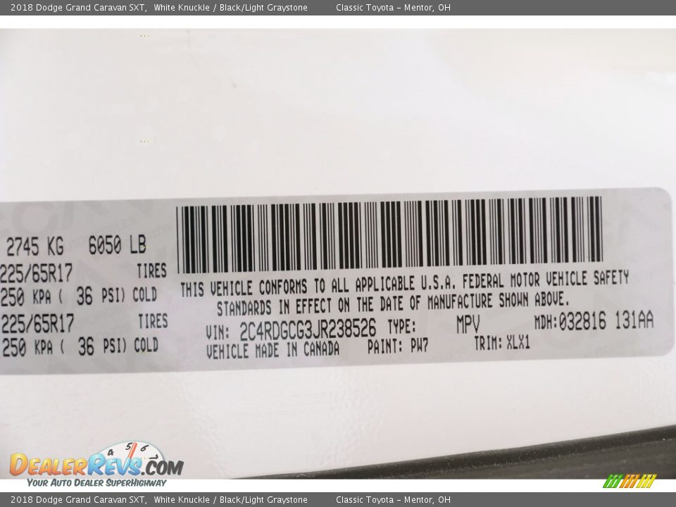 2018 Dodge Grand Caravan SXT White Knuckle / Black/Light Graystone Photo #22