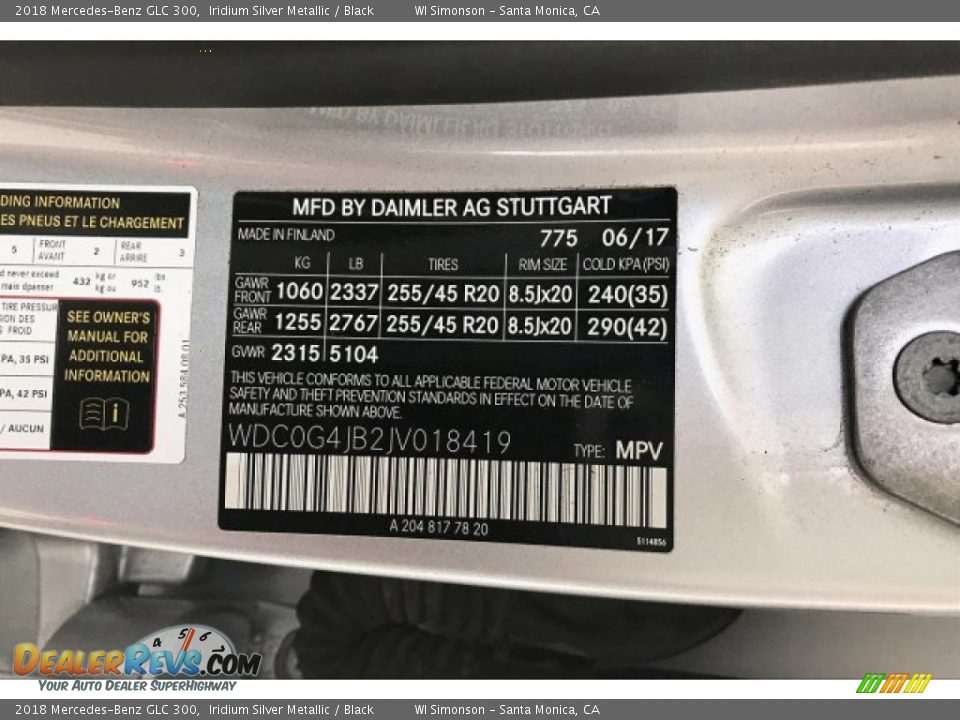 2018 Mercedes-Benz GLC 300 Iridium Silver Metallic / Black Photo #24