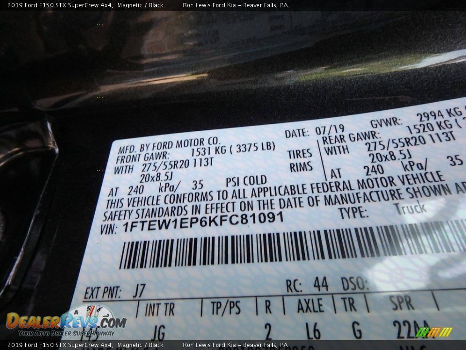2019 Ford F150 STX SuperCrew 4x4 Magnetic / Black Photo #10