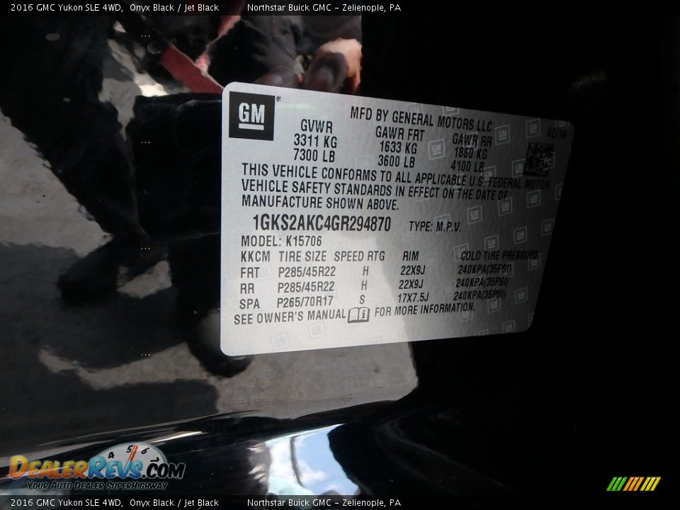 2016 GMC Yukon SLE 4WD Onyx Black / Jet Black Photo #19