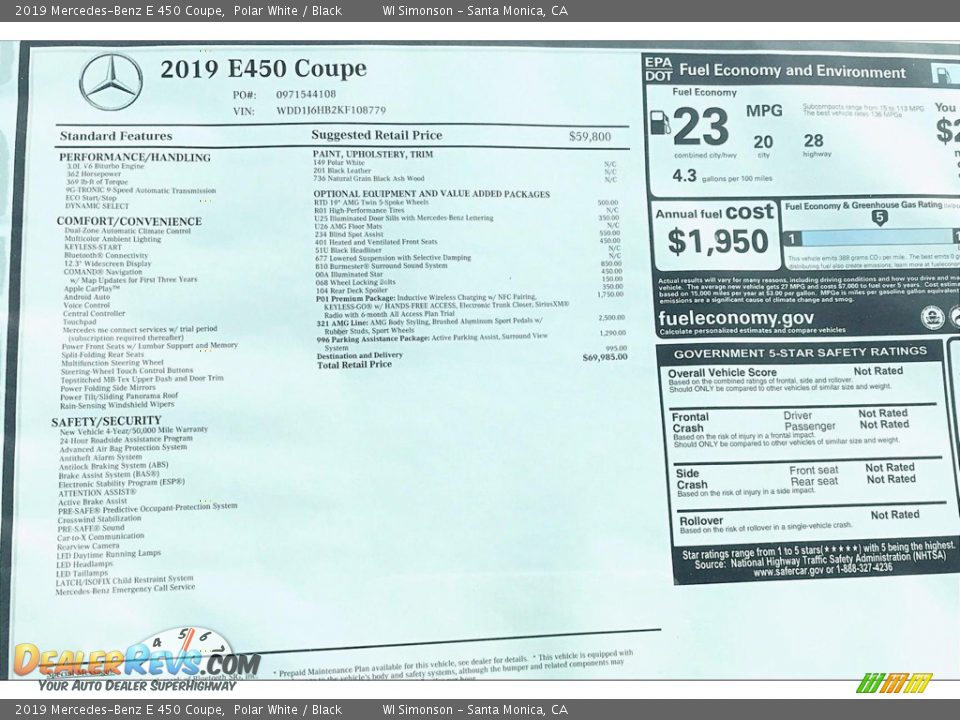 2019 Mercedes-Benz E 450 Coupe Polar White / Black Photo #11