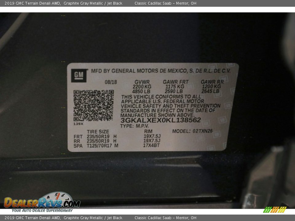 2019 GMC Terrain Denali AWD Graphite Gray Metallic / Jet Black Photo #25