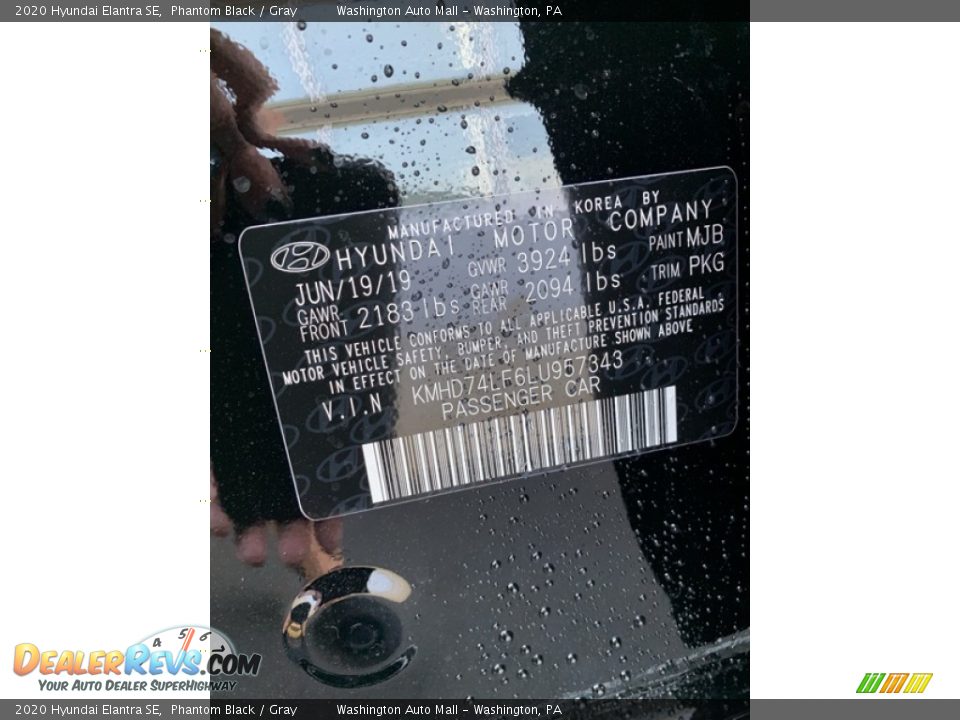 2020 Hyundai Elantra SE Phantom Black / Gray Photo #10