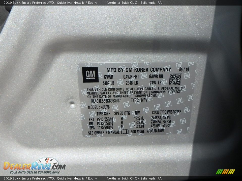 2019 Buick Encore Preferred AWD Quicksilver Metallic / Ebony Photo #11