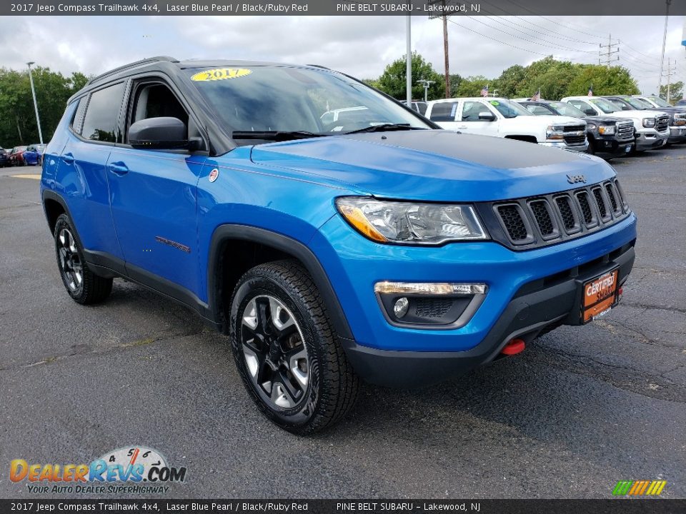 2017 Jeep Compass Trailhawk 4x4 Laser Blue Pearl / Black/Ruby Red Photo #1