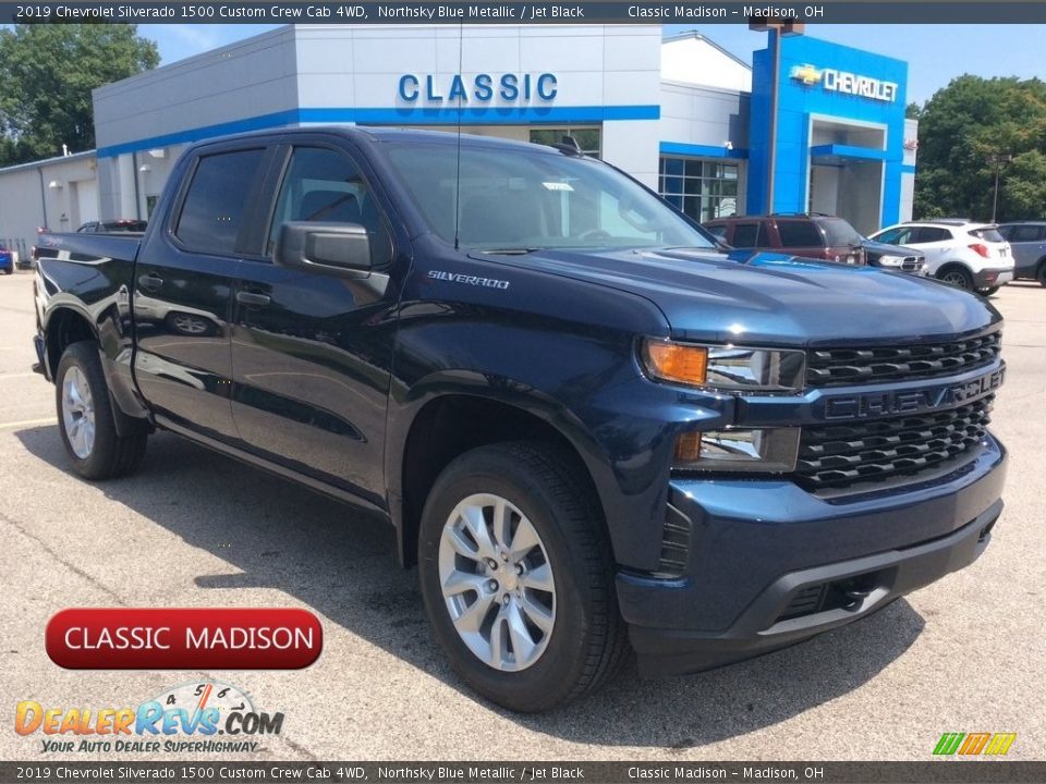 2019 Chevrolet Silverado 1500 Custom Crew Cab 4WD Northsky Blue Metallic / Jet Black Photo #1