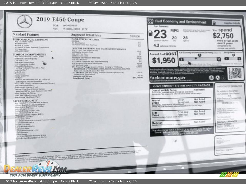 2019 Mercedes-Benz E 450 Coupe Black / Black Photo #10