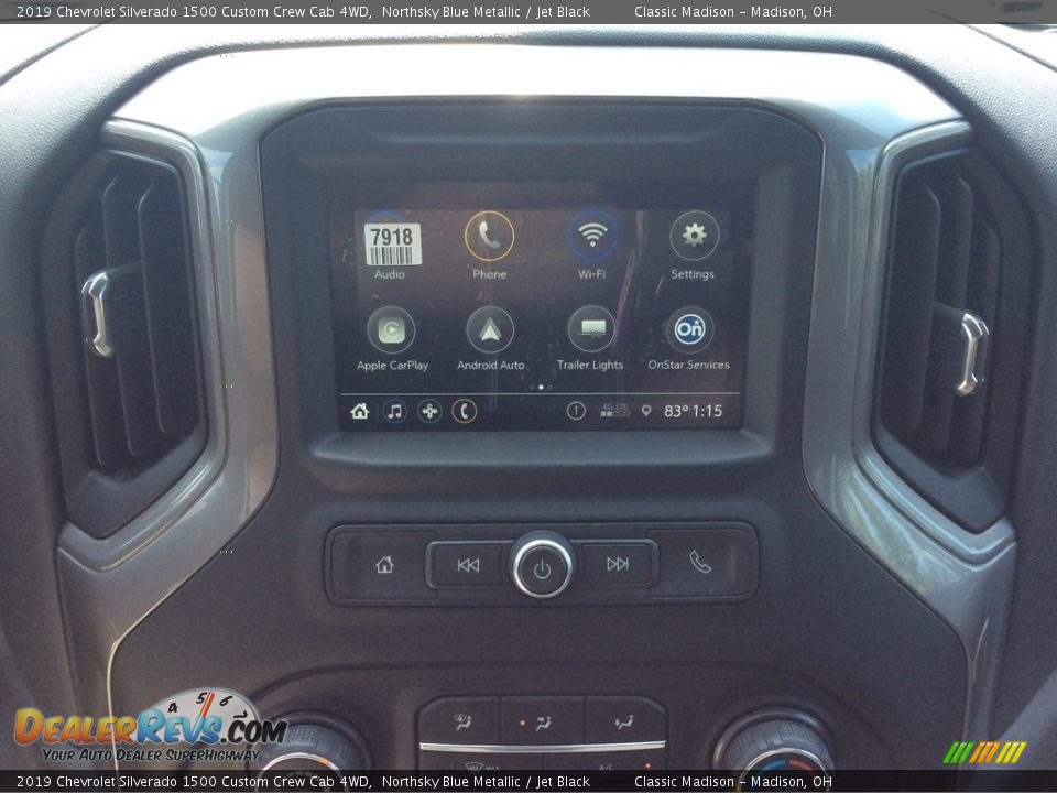 2019 Chevrolet Silverado 1500 Custom Crew Cab 4WD Northsky Blue Metallic / Jet Black Photo #14