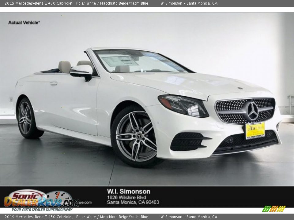 2019 Mercedes-Benz E 450 Cabriolet Polar White / Macchiato Beige/Yacht Blue Photo #1