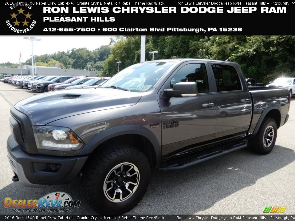 2016 Ram 1500 Rebel Crew Cab 4x4 Granite Crystal Metallic / Rebel Theme Red/Black Photo #1