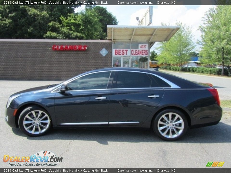 2013 Cadillac XTS Luxury FWD Sapphire Blue Metallic / Caramel/Jet Black Photo #7