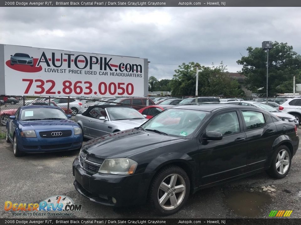 2008 Dodge Avenger R/T Brilliant Black Crystal Pearl / Dark Slate Gray/Light Graystone Photo #1