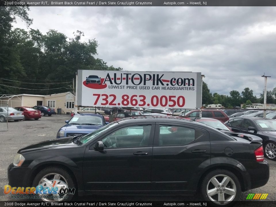 2008 Dodge Avenger R/T Brilliant Black Crystal Pearl / Dark Slate Gray/Light Graystone Photo #3