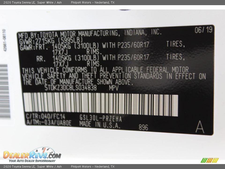 2020 Toyota Sienna LE Super White / Ash Photo #24