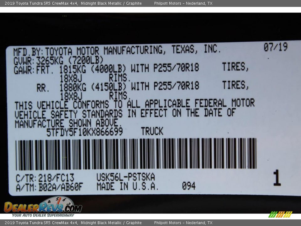 2019 Toyota Tundra SR5 CrewMax 4x4 Midnight Black Metallic / Graphite Photo #24