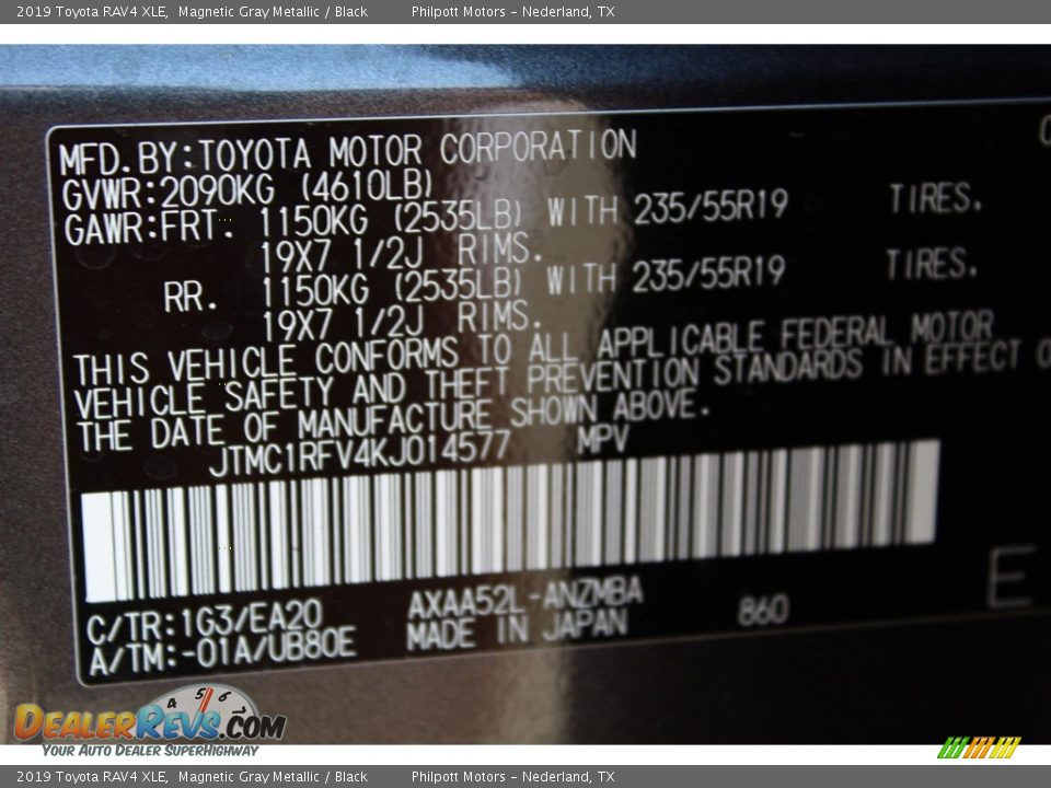 2019 Toyota RAV4 XLE Magnetic Gray Metallic / Black Photo #27