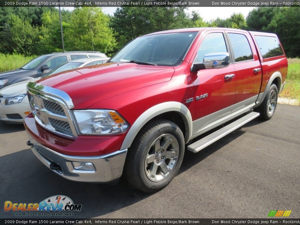 2009 Dodge Ram 1500 Laramie Crew Cab 4x4 Inferno Red Crystal Pearl / Light Pebble Beige/Bark Brown Photo #2