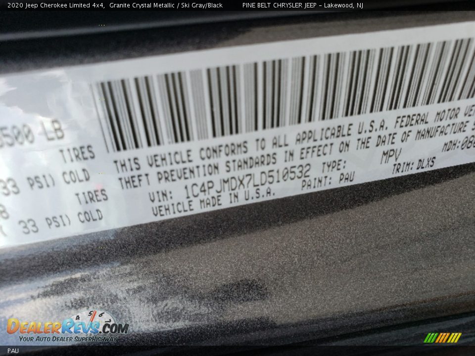 Jeep Color Code PAU Granite Crystal Metallic