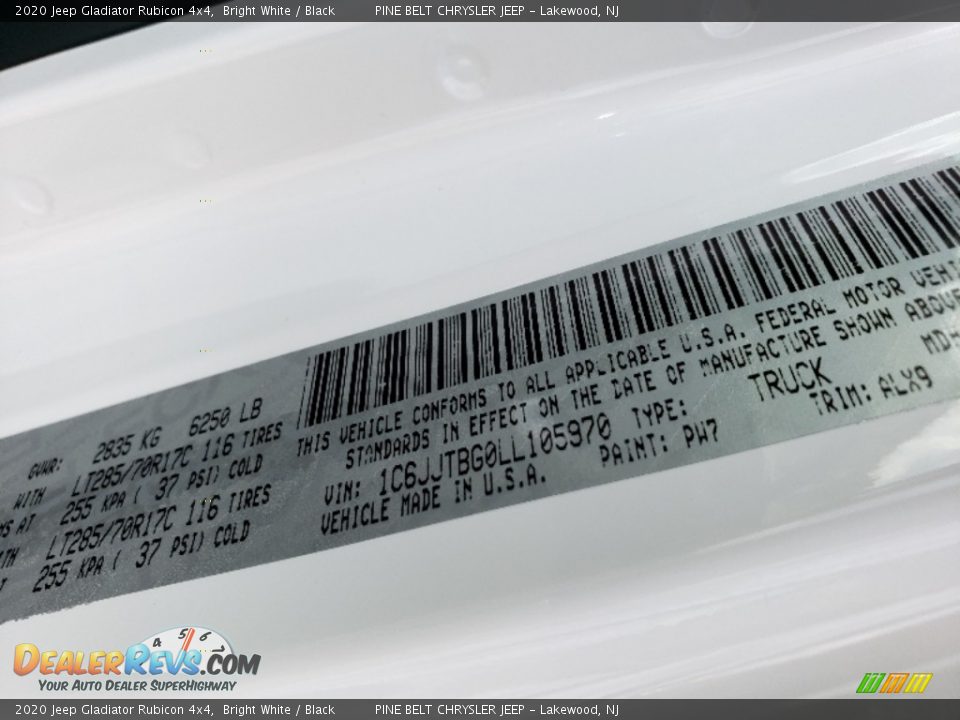2020 Jeep Gladiator Rubicon 4x4 Bright White / Black Photo #9