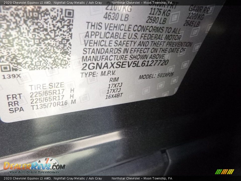 2020 Chevrolet Equinox LS AWD Nightfall Gray Metallic / Ash Gray Photo #16