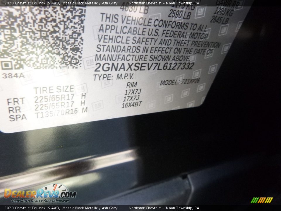 2020 Chevrolet Equinox LS AWD Mosaic Black Metallic / Ash Gray Photo #16