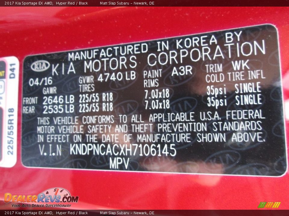 2017 Kia Sportage EX AWD Hyper Red / Black Photo #29