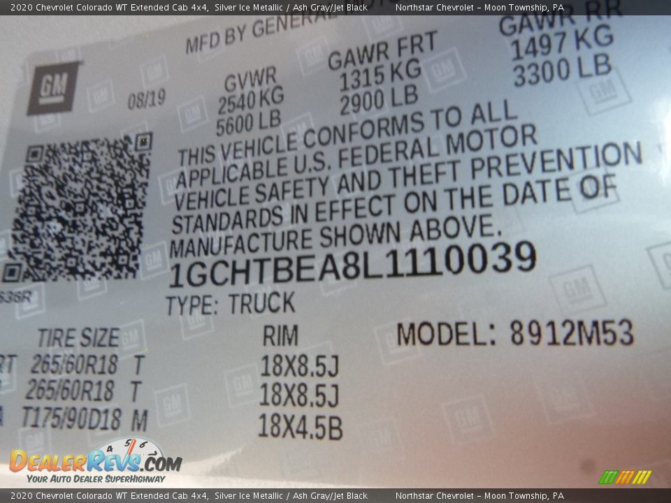2020 Chevrolet Colorado WT Extended Cab 4x4 Silver Ice Metallic / Ash Gray/Jet Black Photo #14