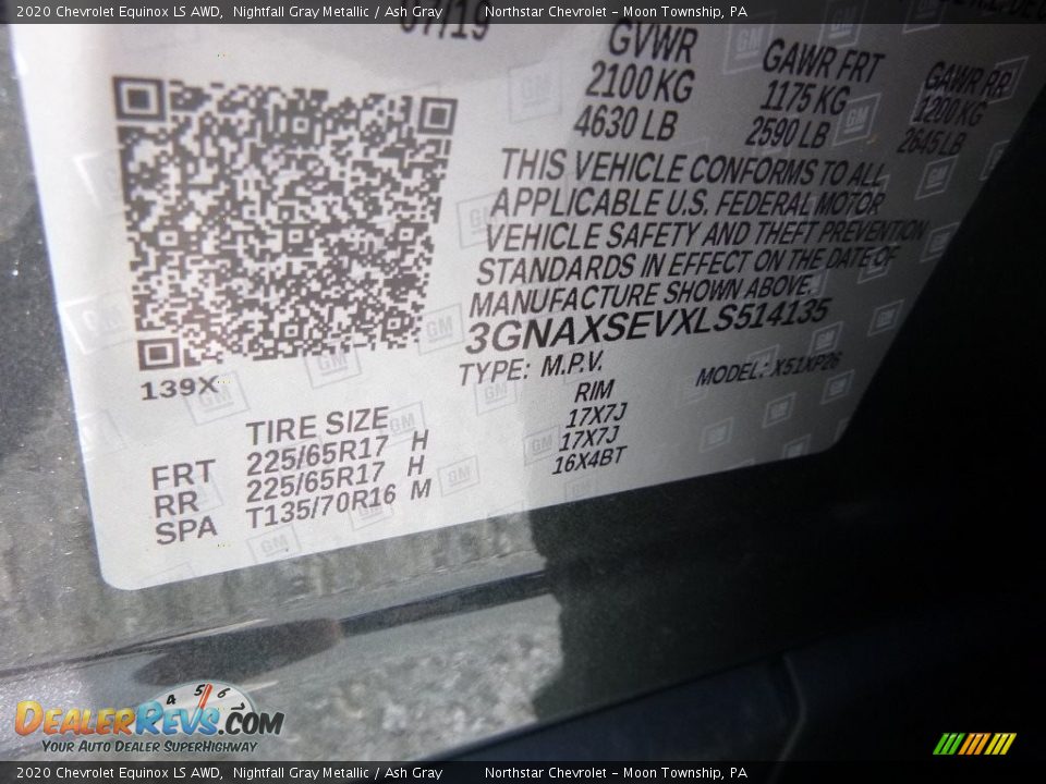 2020 Chevrolet Equinox LS AWD Nightfall Gray Metallic / Ash Gray Photo #15