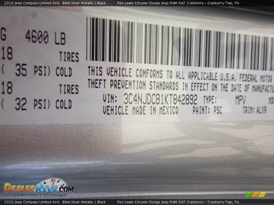 2019 Jeep Compass Limited 4x4 Billet Silver Metallic / Black Photo #16