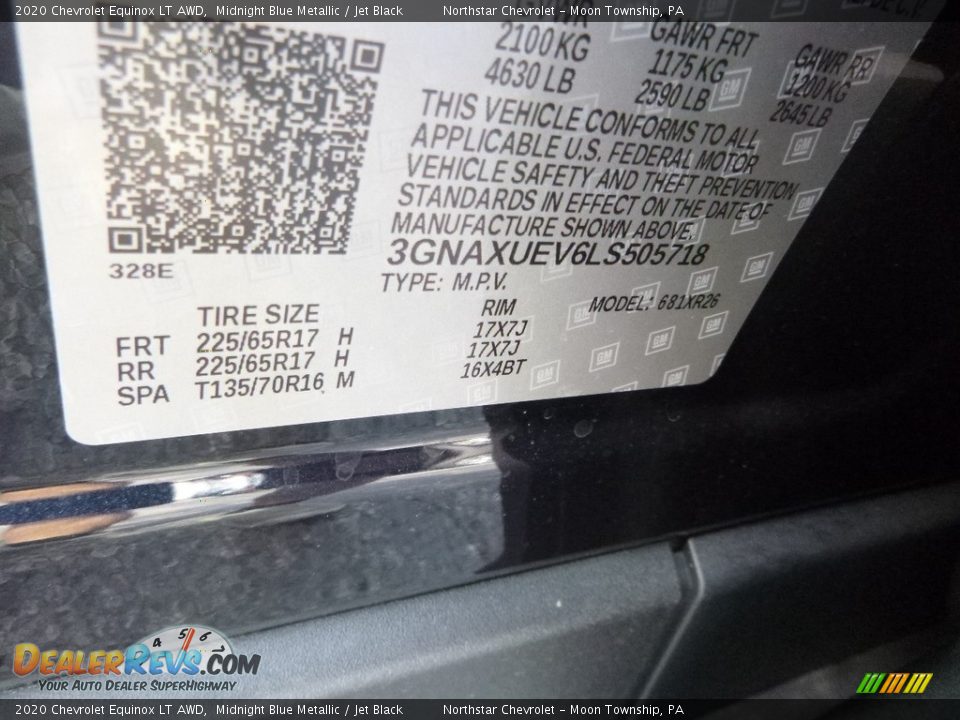 2020 Chevrolet Equinox LT AWD Midnight Blue Metallic / Jet Black Photo #15