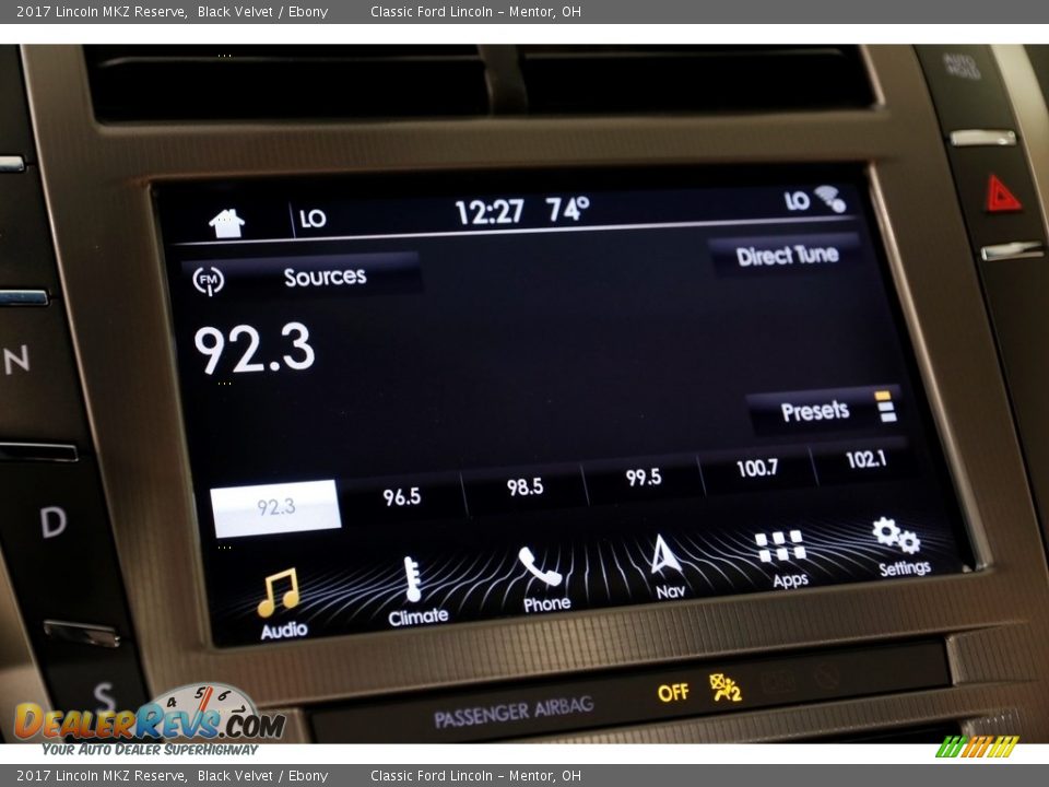 2017 Lincoln MKZ Reserve Black Velvet / Ebony Photo #12