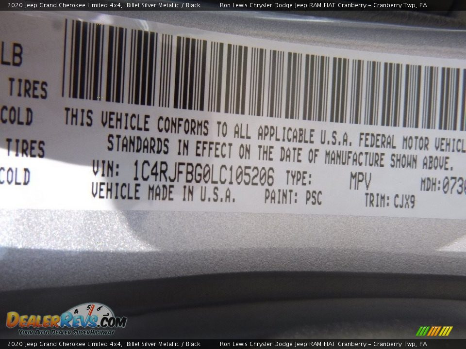 2020 Jeep Grand Cherokee Limited 4x4 Billet Silver Metallic / Black Photo #16