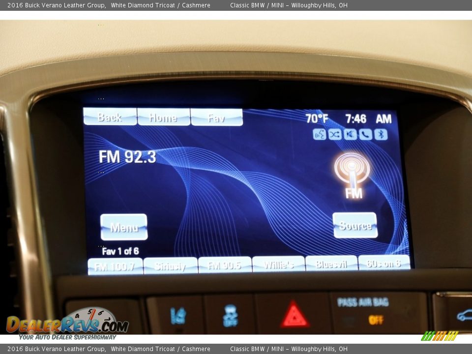 2016 Buick Verano Leather Group White Diamond Tricoat / Cashmere Photo #10