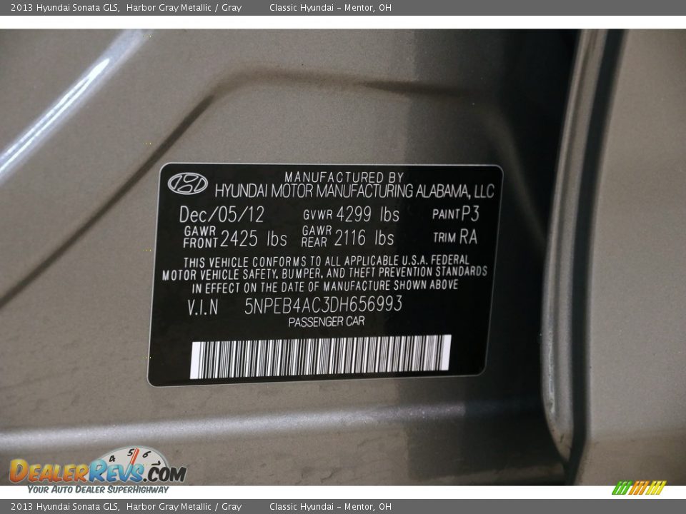 2013 Hyundai Sonata GLS Harbor Gray Metallic / Gray Photo #19