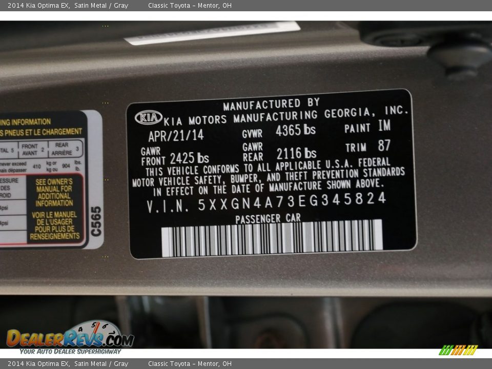 2014 Kia Optima EX Satin Metal / Gray Photo #21