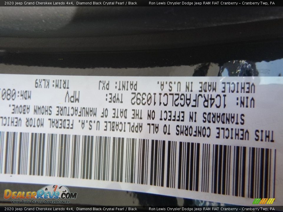 2020 Jeep Grand Cherokee Laredo 4x4 Diamond Black Crystal Pearl / Black Photo #16