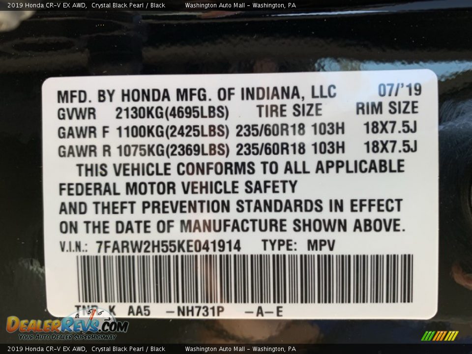 2019 Honda CR-V EX AWD Crystal Black Pearl / Black Photo #9