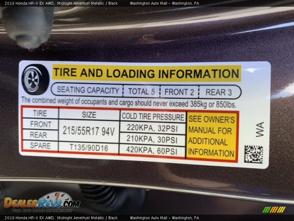 2019 Honda HR-V EX AWD Midnight Amethyst Metallic / Black Photo #8