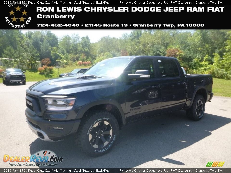 2019 Ram 1500 Rebel Crew Cab 4x4 Maximum Steel Metallic / Black/Red Photo #1